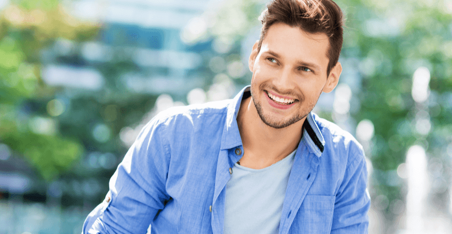 Man in a blue shirt