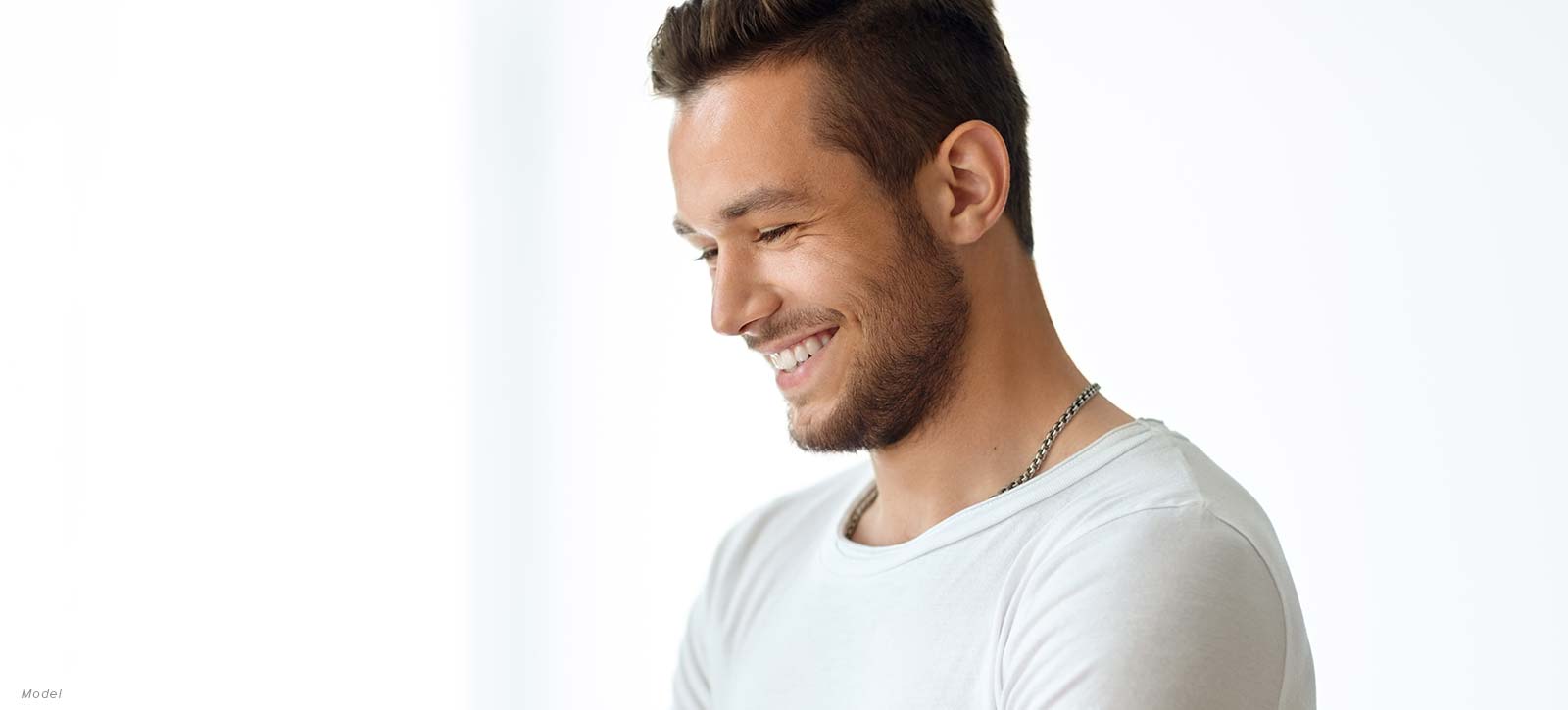 man's profile, smiling